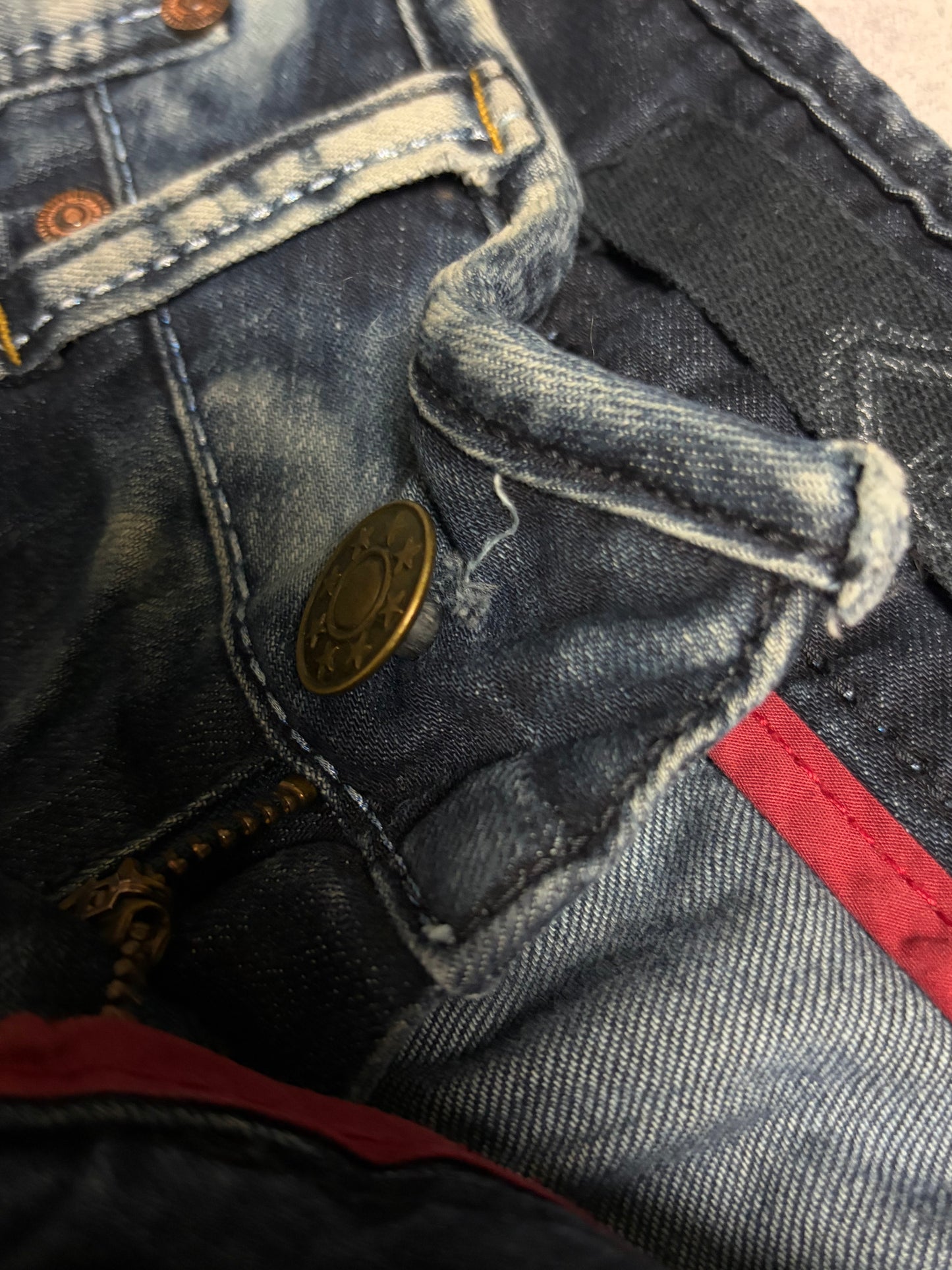 Vintage Evisu Blue Washed Straight Fit Jeans with Rare Print (S/M)