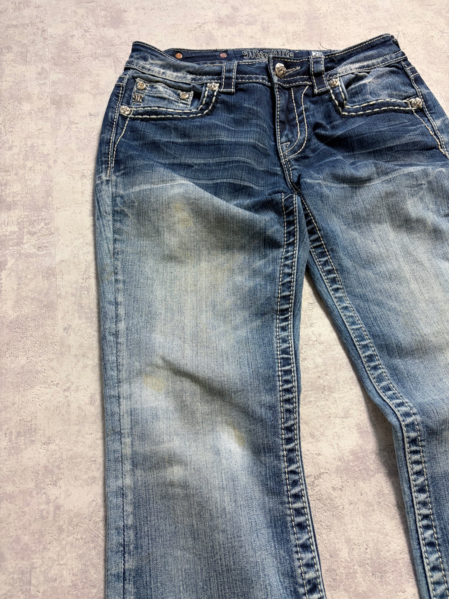 Miss Me Y2K Low Waist Embroidery Bootcut Jeans (S)