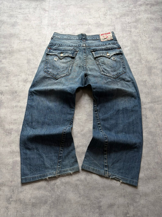 Vintage True Religion Baggy/Bootcut Fit Ripped Denim Jeans (M)