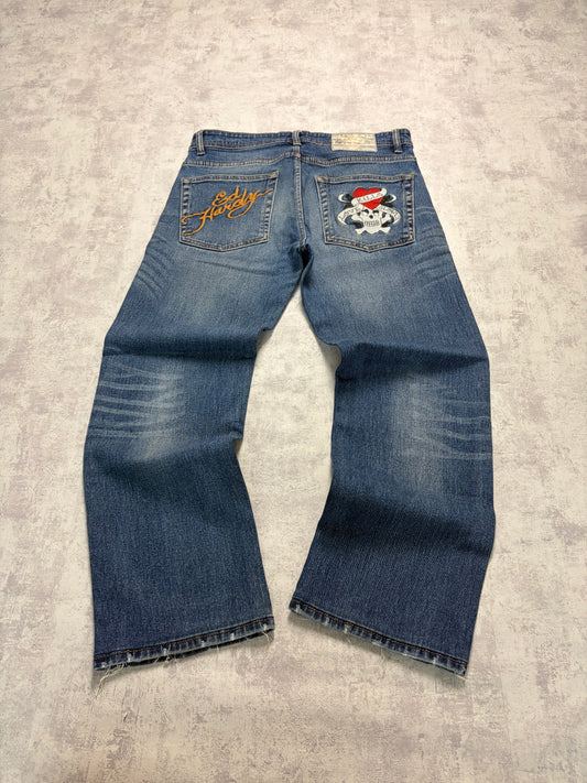 Vintage Ed Hardy with Backprint 2000s Straight Fit Denim Jeans (M)