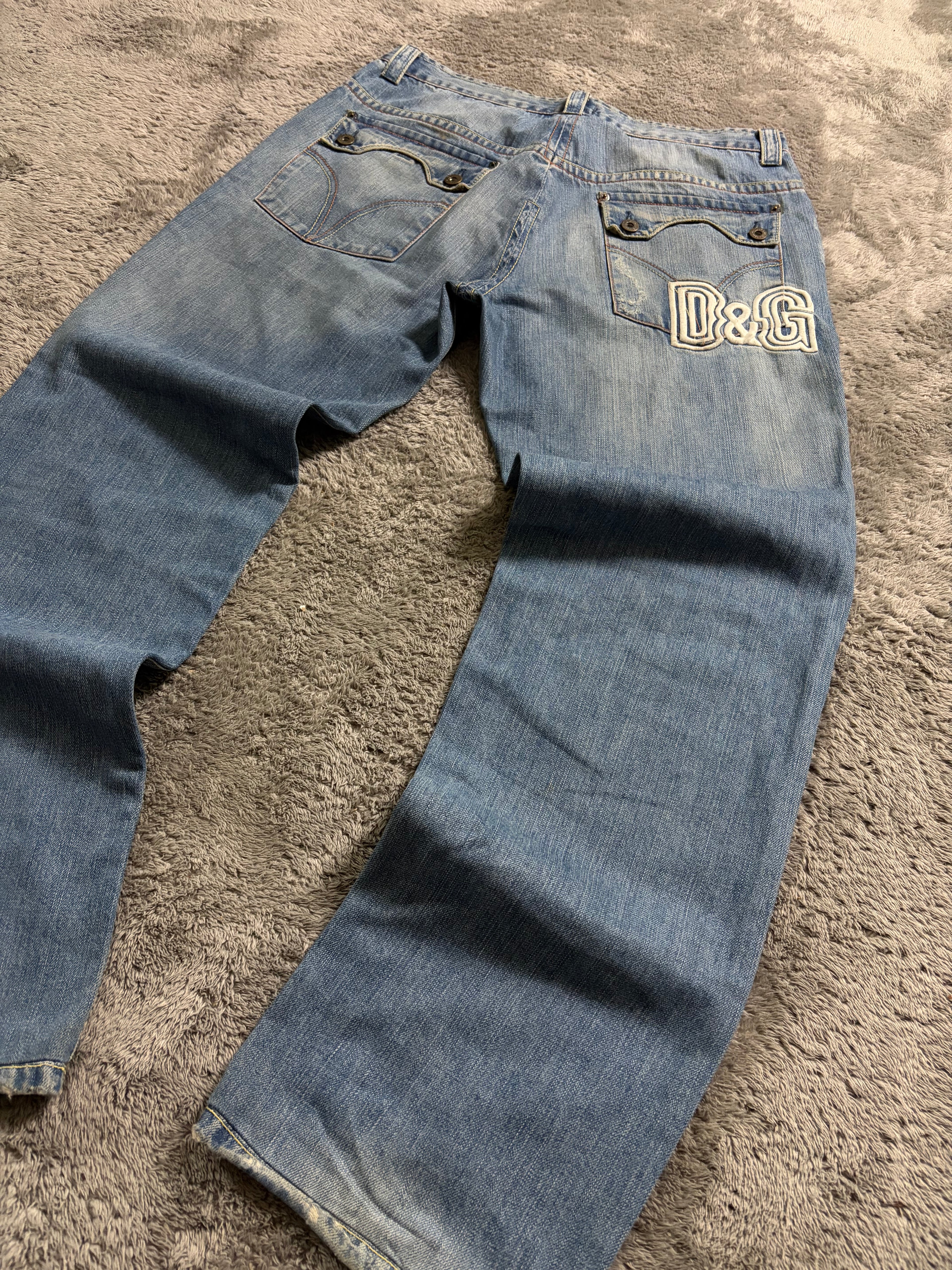 Vintage D&G Dolce & Gabbana Jeans Wide Leg Baggy Straight Fit Washed (M/L)