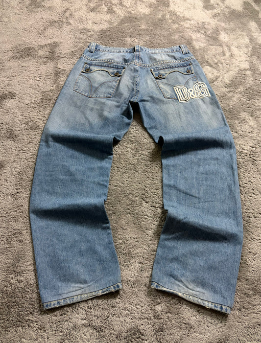 Vintage D&G Dolce & Gabbana Jeans Wide Leg Baggy Straight Fit Washed (M/L)