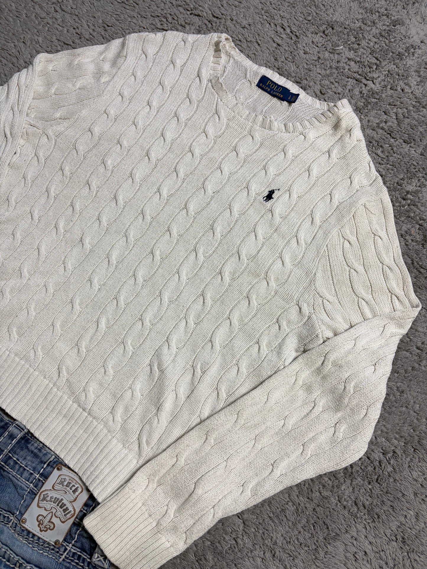 Polo Ralph Lauren Cable Knit Pullover Sweatshirt (L)