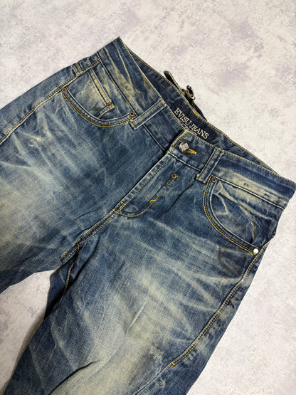 Vintage Evisu Blue Washed Straight Flared Fit Jeans with Backprint (M)