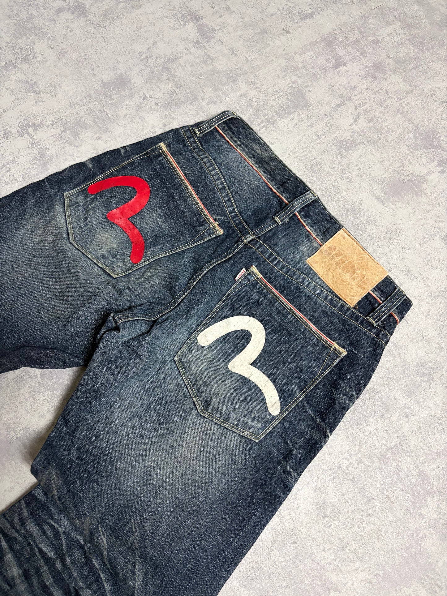 Vintage Evisu Straight Fit Seagull Print Jeans (M)