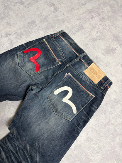 Vintage Evisu Straight Fit Seagull Print Jeans (M)