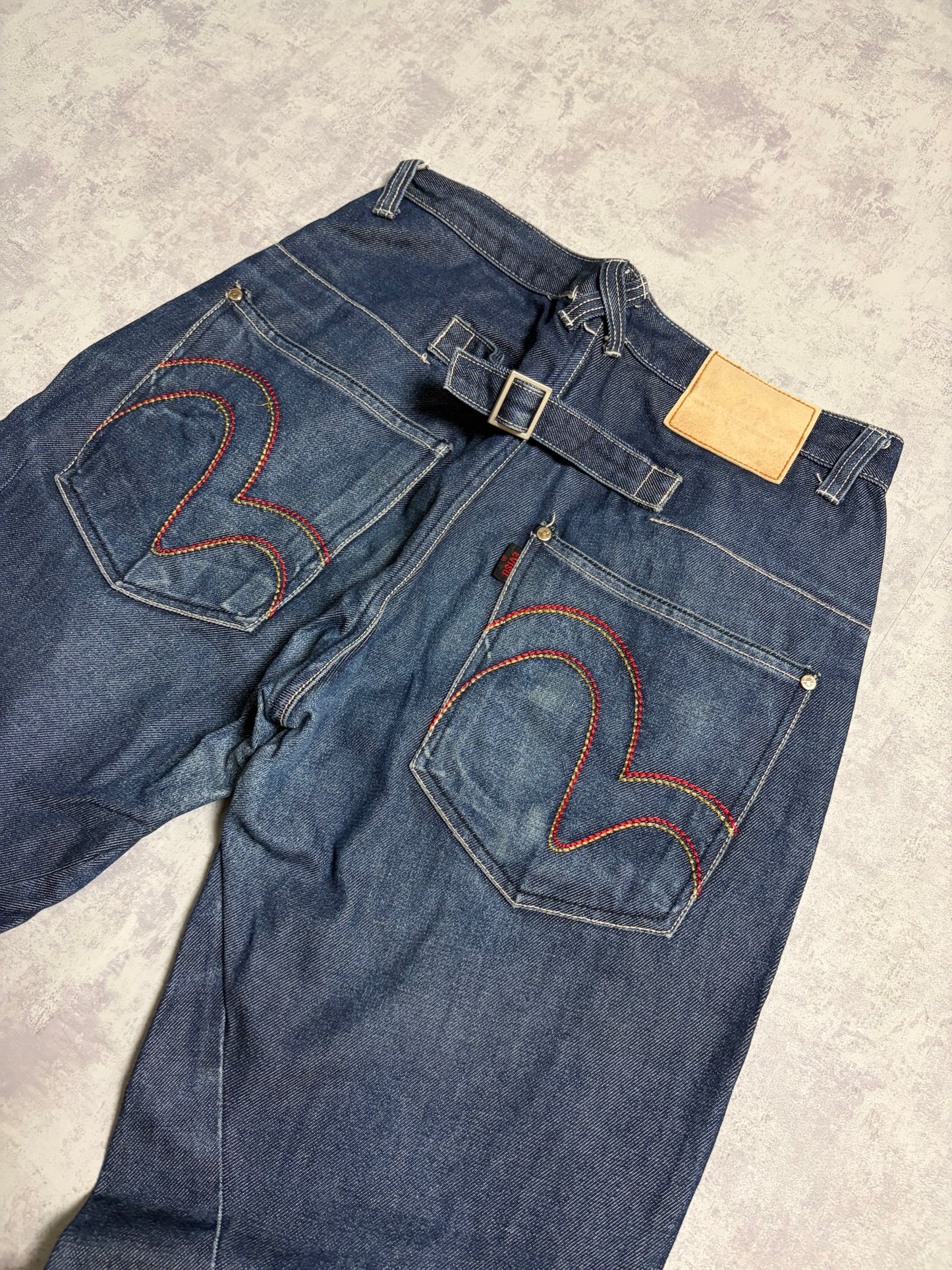 Vintage Evisu Straight Baggy Fit Jeans with Seagull Print (M)
