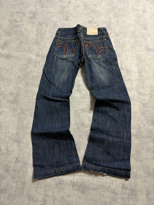 Vintage Evisu Straight Bootcut Fit Seagull Print Jeans (S)