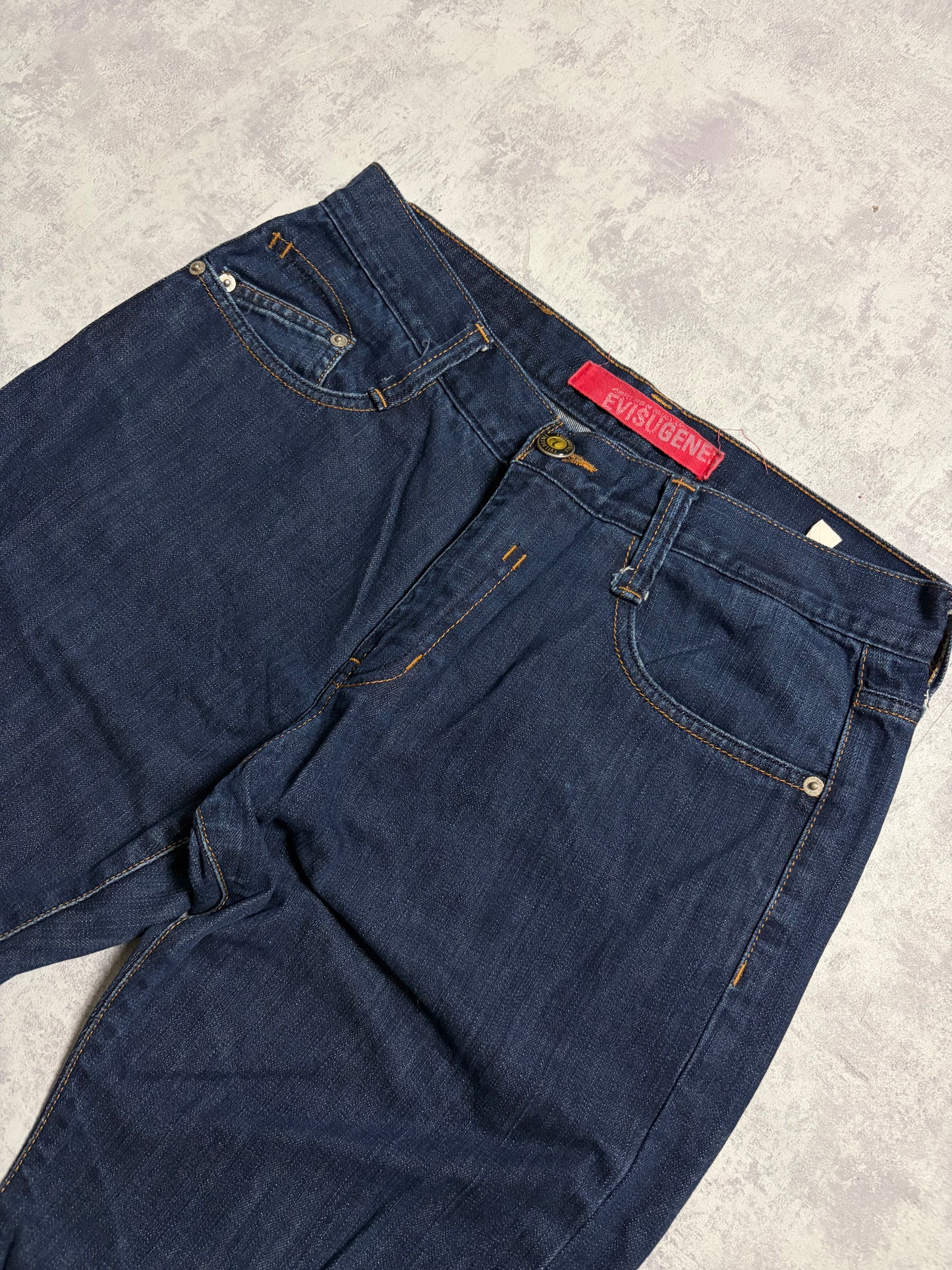 Vintage Evisu Navy Straight Flared Fit Jeans with Backprint (M)