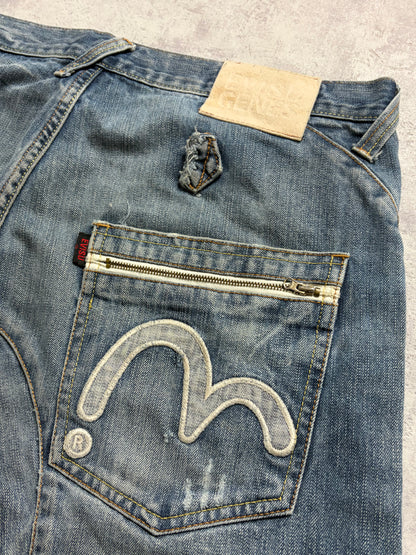 Vintage Evisu Blue Washed Straight Bootcut Fit Jeans with Seagull Rare Print (M)