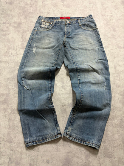 Vintage Evisu Blue Washed Straight Bootcut Fit Jeans with Seagull Rare Print (M)