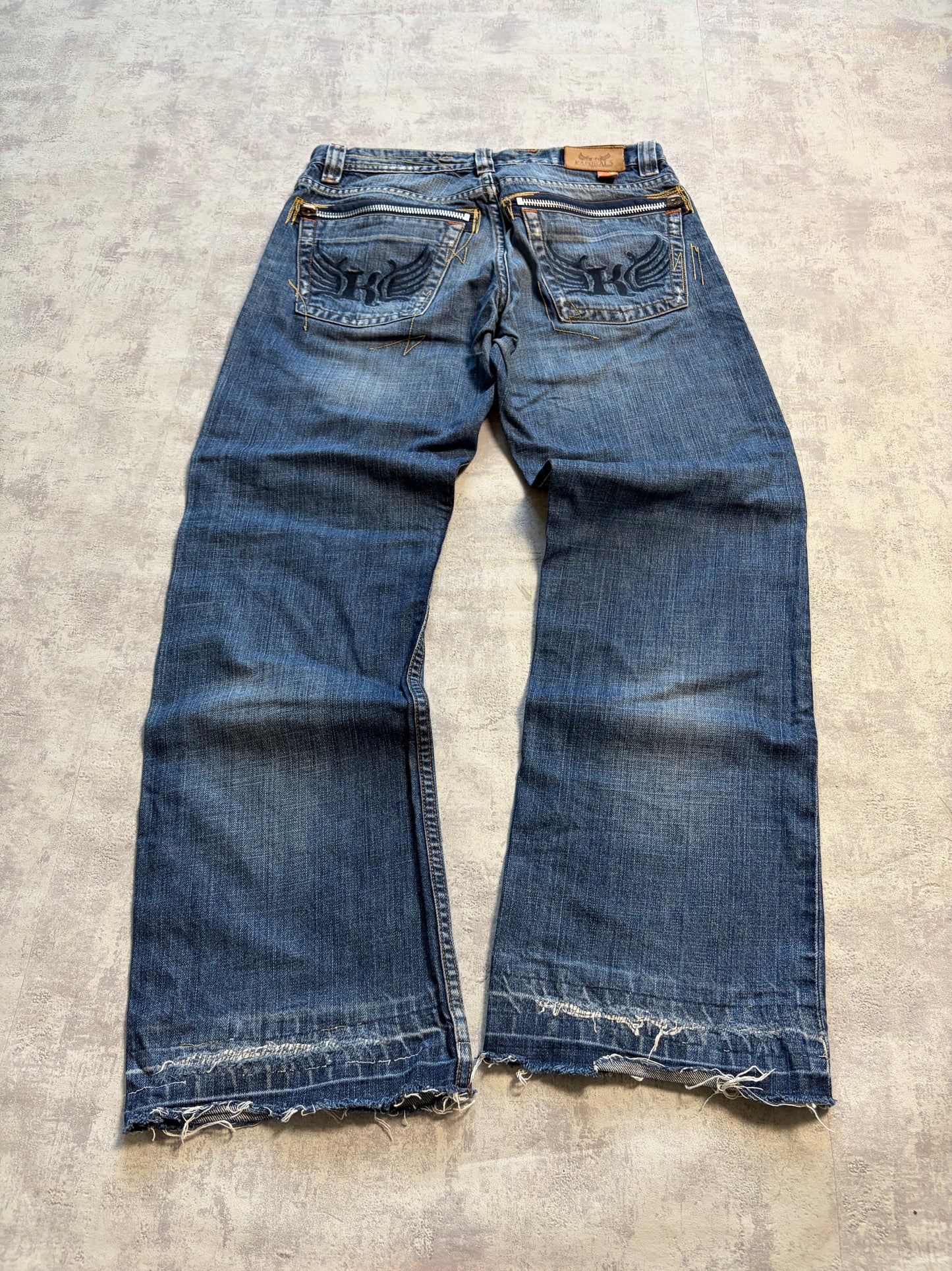 Vintage Kaporal Straight Bootcut Fit Jeans with Print (S/M)