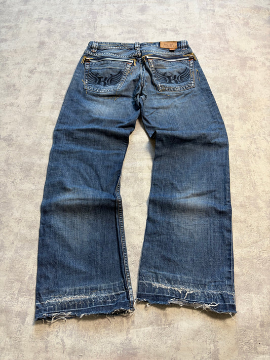 Vintage Kaporal Straight Bootcut Fit Jeans with Print (S/M)