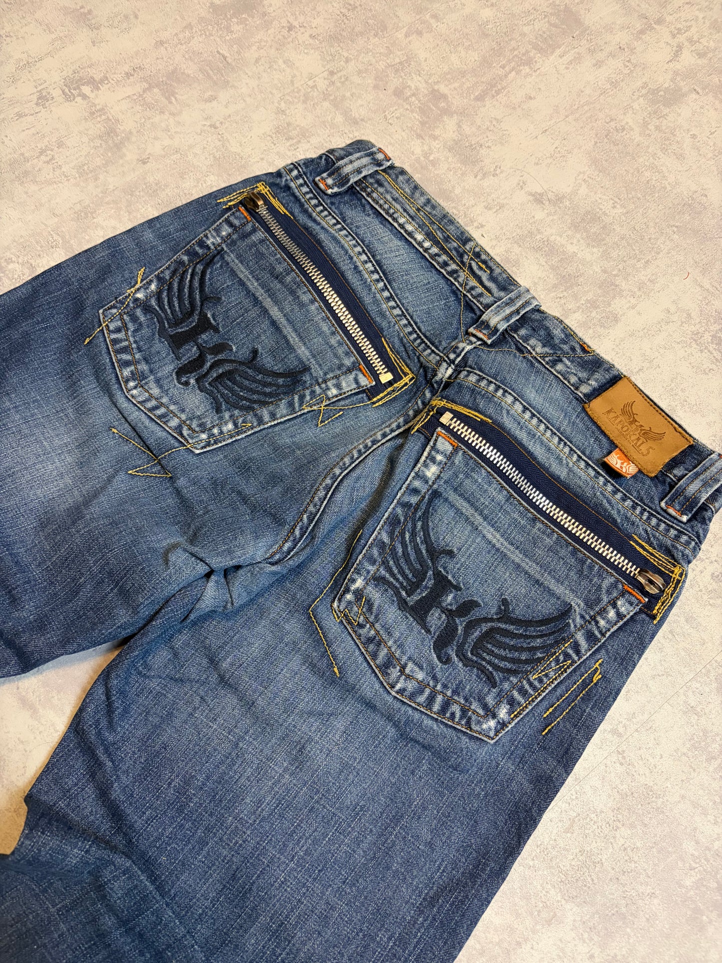 Vintage Kaporal Straight Bootcut Fit Jeans with Print (S/M)