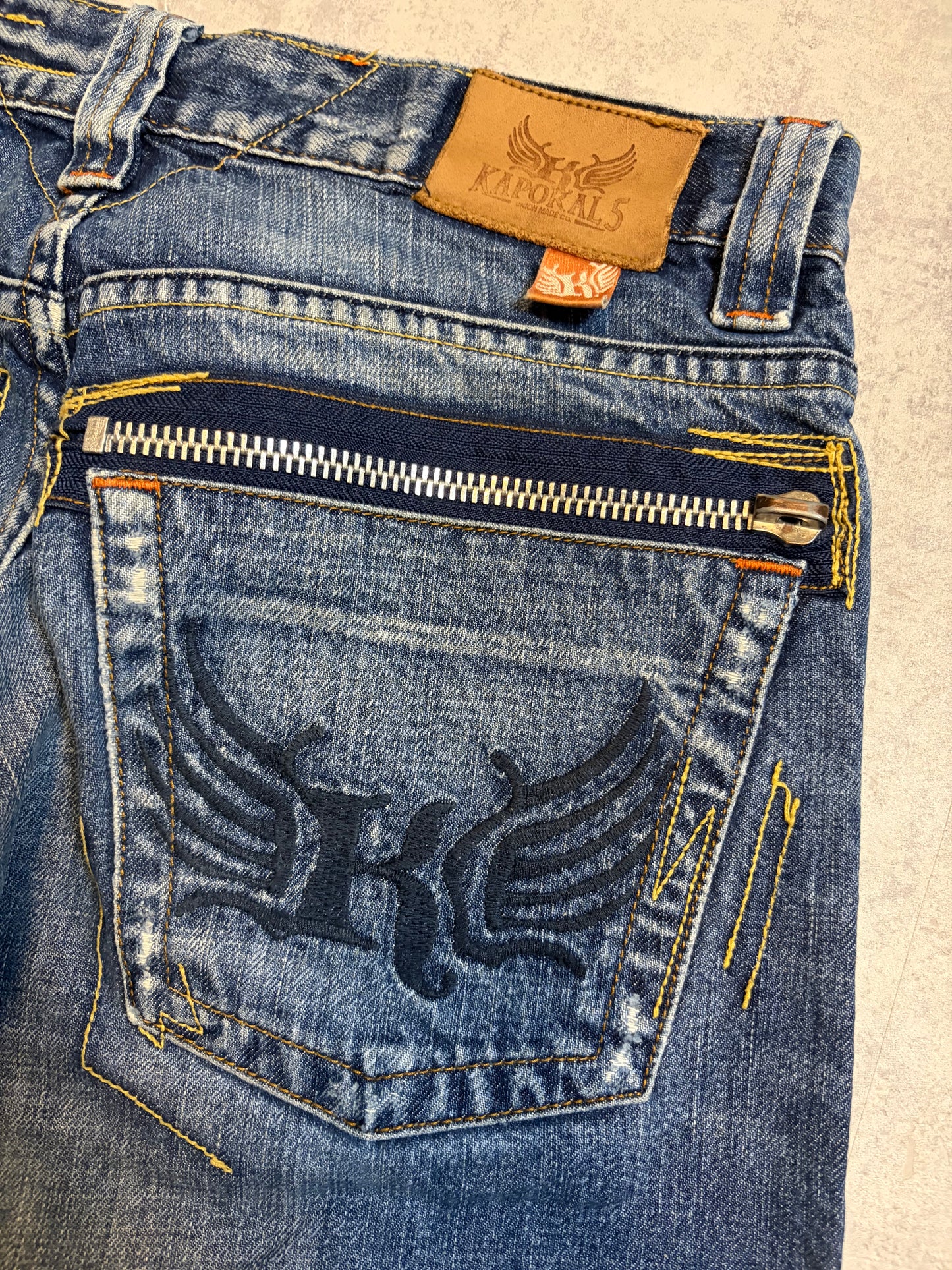 Vintage Kaporal Straight Bootcut Fit Jeans with Print (S/M)