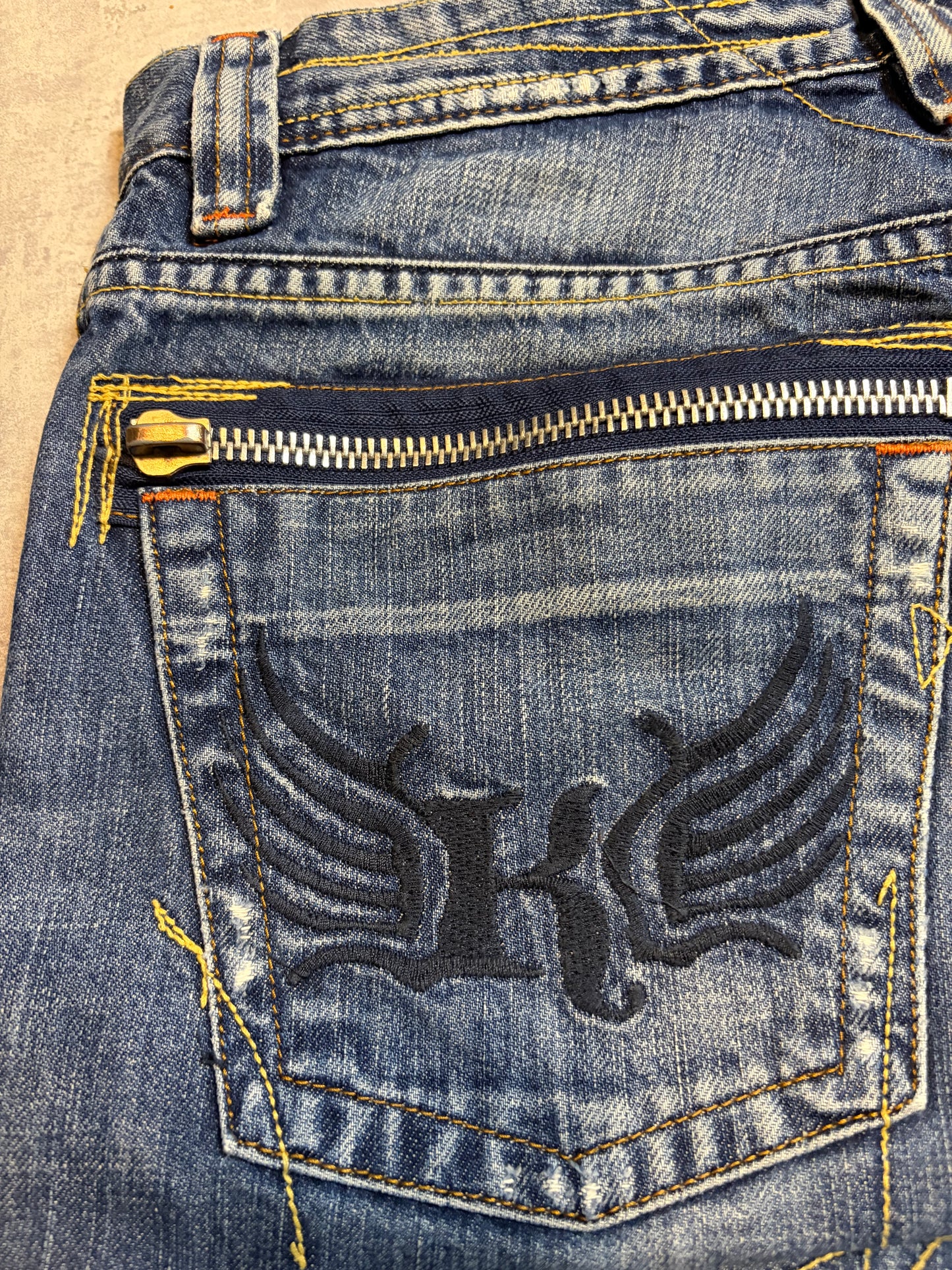 Vintage Kaporal Straight Bootcut Fit Jeans with Print (S/M)