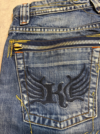 Vintage Kaporal Straight Bootcut Fit Jeans with Print (S/M)