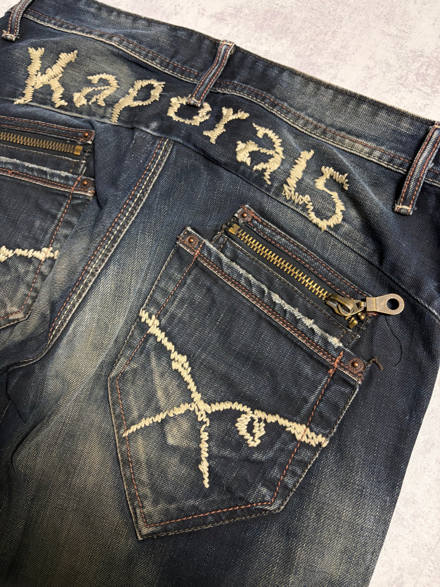 Vintage Kaporal Straight Bootcut Fit Jeans with Print (M/L)