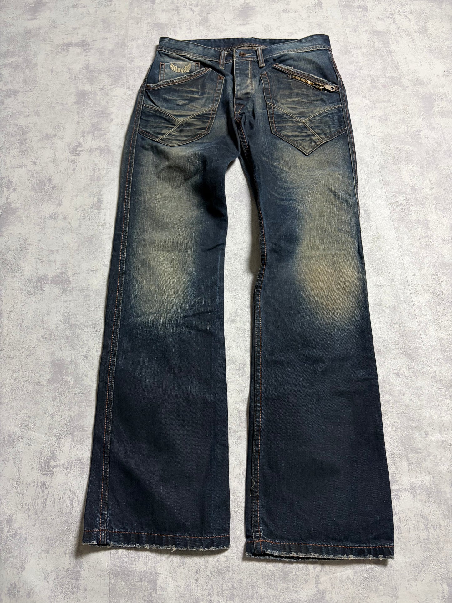 Vintage Kaporal Straight Bootcut Fit Jeans with Print (M/L)