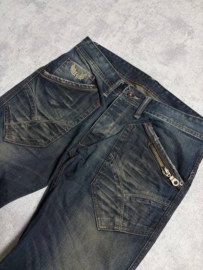 Vintage Kaporal Straight Bootcut Fit Jeans with Print (M/L)