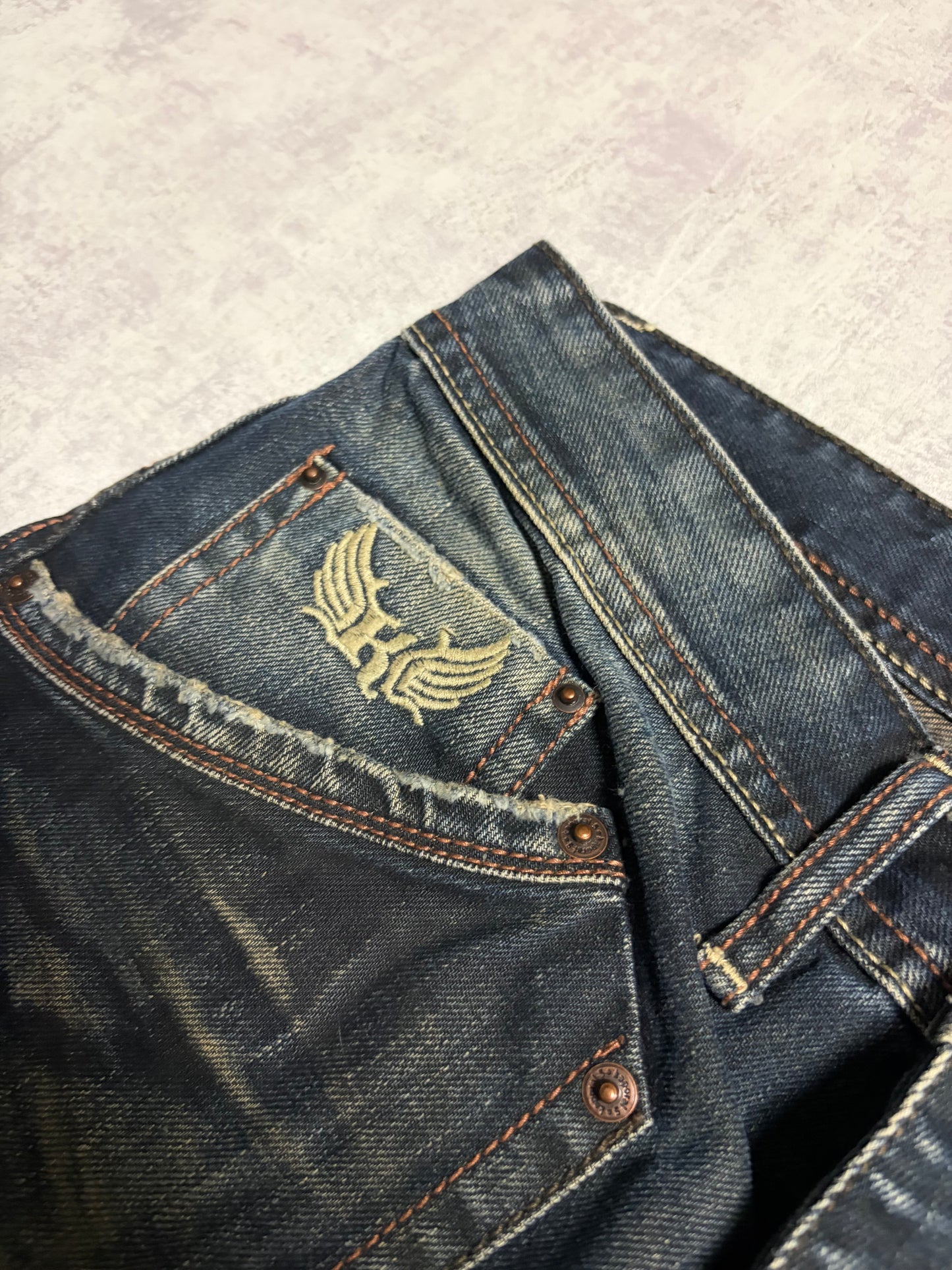 Vintage Kaporal Straight Bootcut Fit Jeans with Print (M/L)