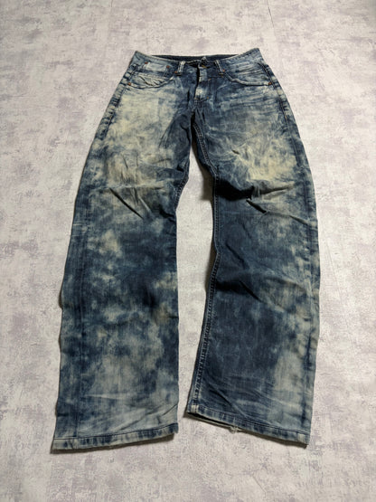 Vintage Evisu Blue Washed Straight Fit Jeans with Rare Print (S/M)