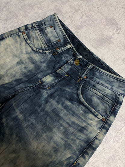 Vintage Evisu Blue Washed Straight Fit Jeans with Rare Print (S/M)