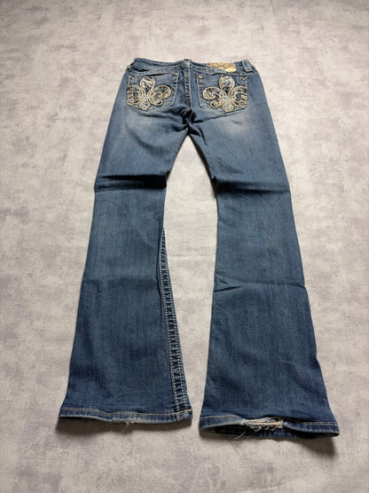 Miss Me Y2K Low Waist Embroidery Bootcut Jeans (XS/S)