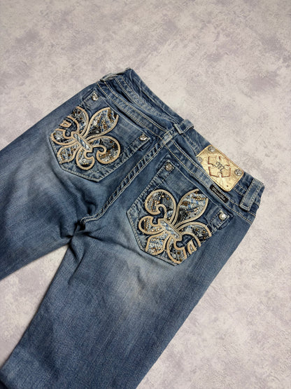 Miss Me Y2K Low Waist Embroidery Bootcut Jeans (XS/S)