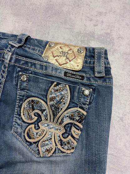 Miss Me Y2K Low Waist Embroidery Bootcut Jeans (XS/S)