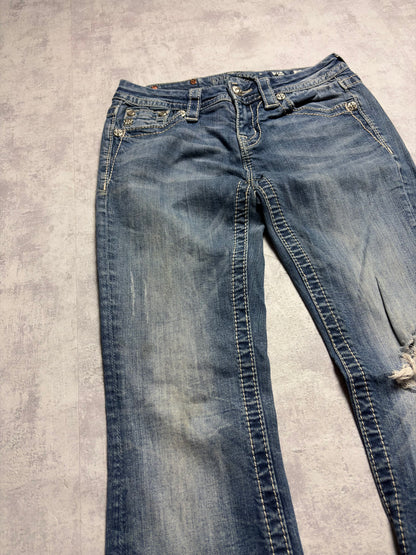 Miss Me Y2K Low Waist Embroidery Bootcut Jeans (XS/S)