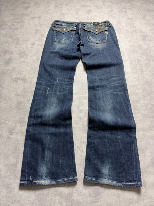 Miss Me Y2K Low Waist Embroidery Bootcut Jeans (M)