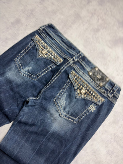 Miss Me Y2K Low Waist Embroidery Bootcut Jeans (M)