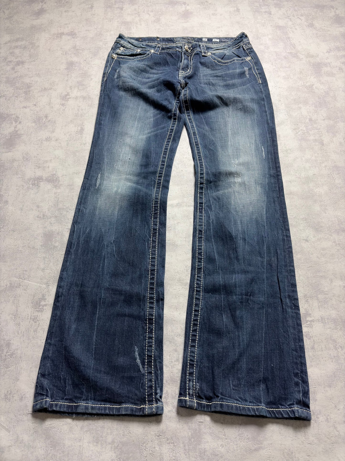 Miss Me Y2K Low Waist Embroidery Bootcut Jeans (M)