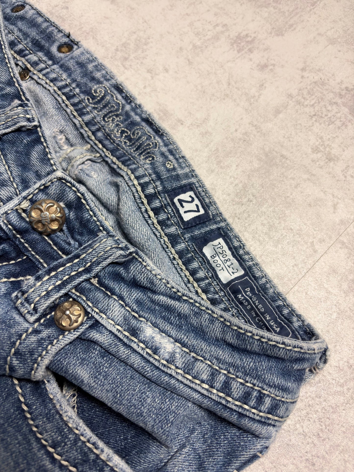 Miss Me Y2K Low Waist Bootcut Jeans (XS/S)