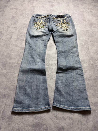 Miss Me Y2K Low Waist Embroidery Bootcut Jeans (XS/S)
