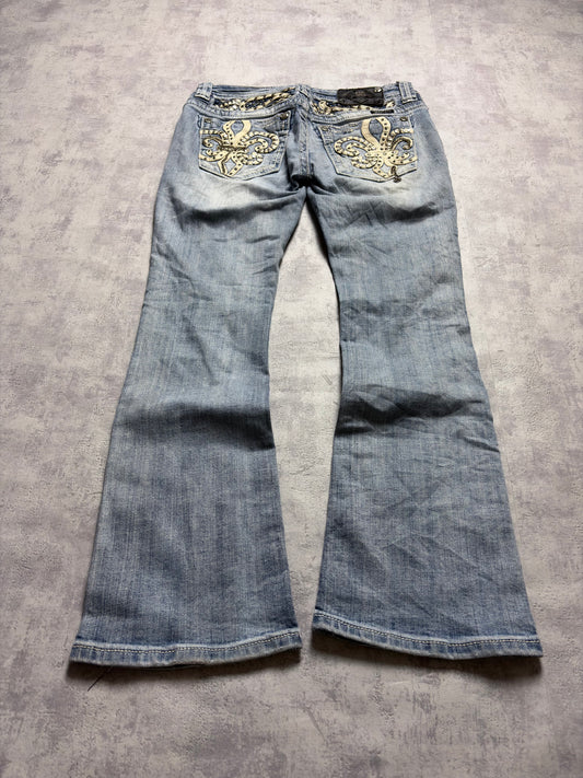 Miss Me Y2K Low Waist Embroidery Bootcut Jeans (XS/S)