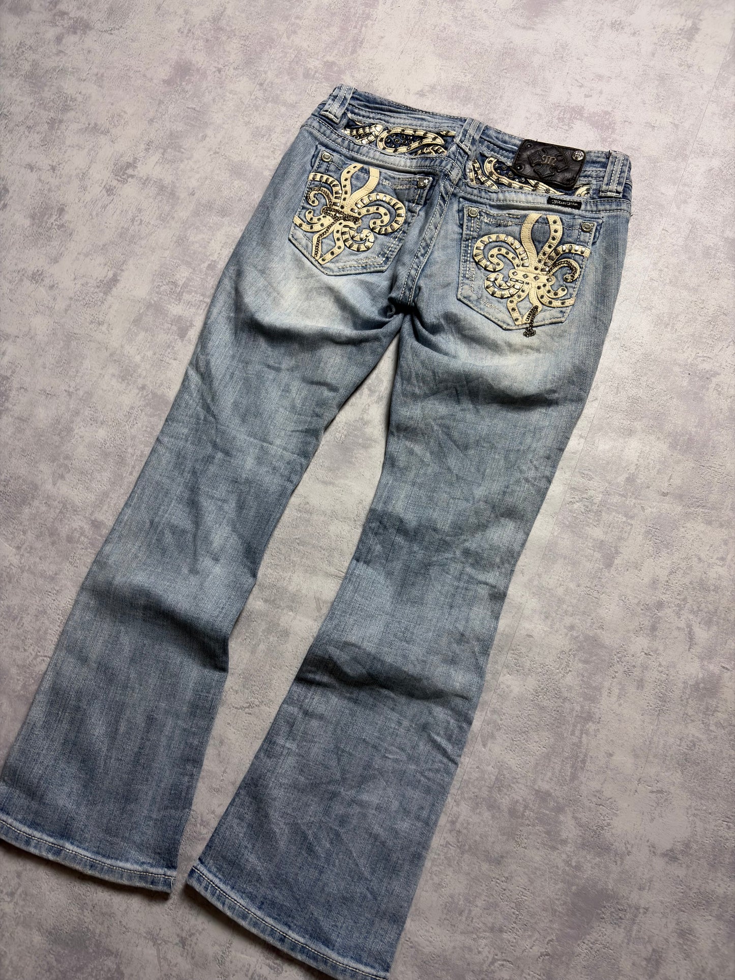 Miss Me Y2K Low Waist Embroidery Bootcut Jeans (XS/S)