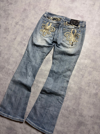 Miss Me Y2K Low Waist Embroidery Bootcut Jeans (XS/S)