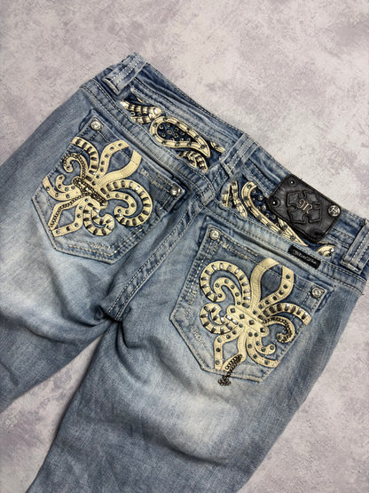 Miss Me Y2K Low Waist Embroidery Bootcut Jeans (XS/S)
