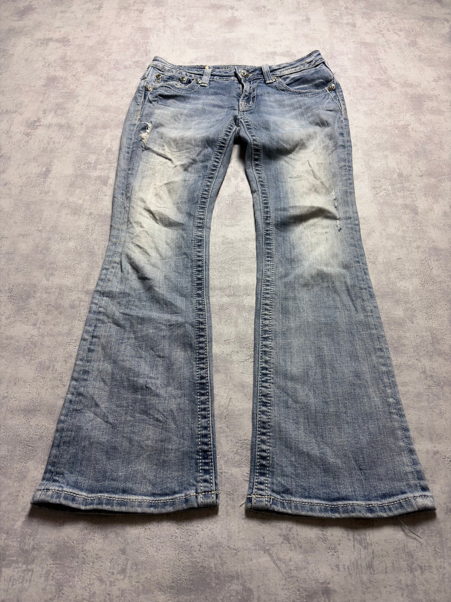 Miss Me Y2K Low Waist Embroidery Bootcut Jeans (XS/S)