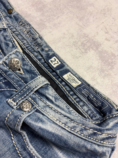 Miss Me Y2K Low Waist Embroidery Bootcut Jeans (XS/S)