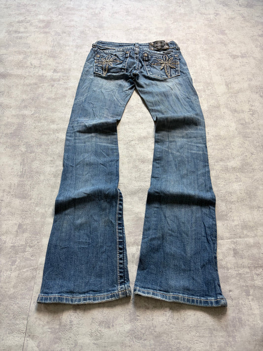 Miss Me Y2K Low Waist Embroidery Bootcut Slim Jeans (XS/S)