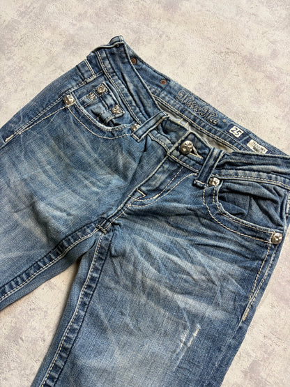Miss Me Y2K Low Waist Embroidery Bootcut Slim Jeans (XS/S)