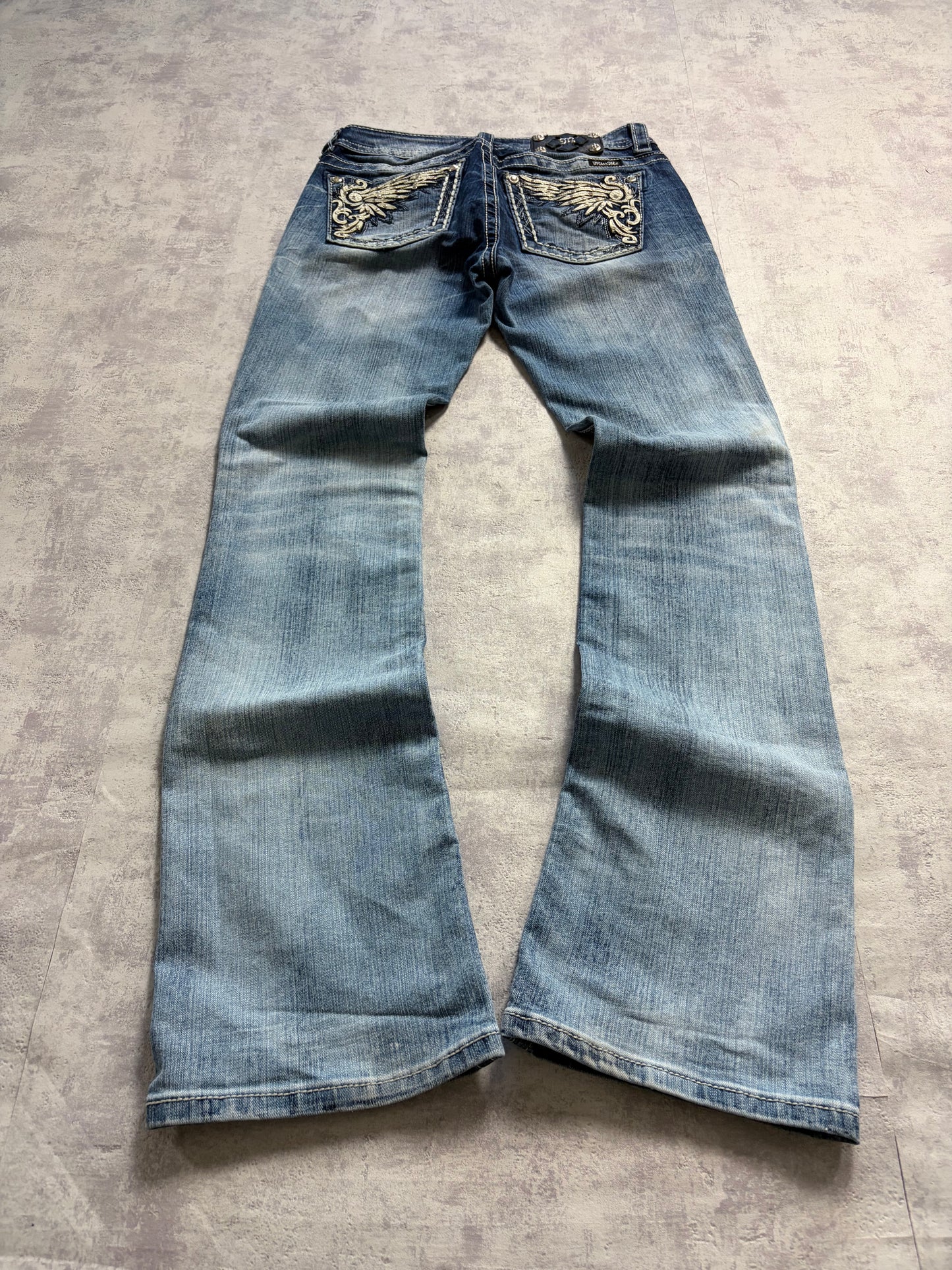 Miss Me Y2K Low Waist Embroidery Bootcut Jeans (S)