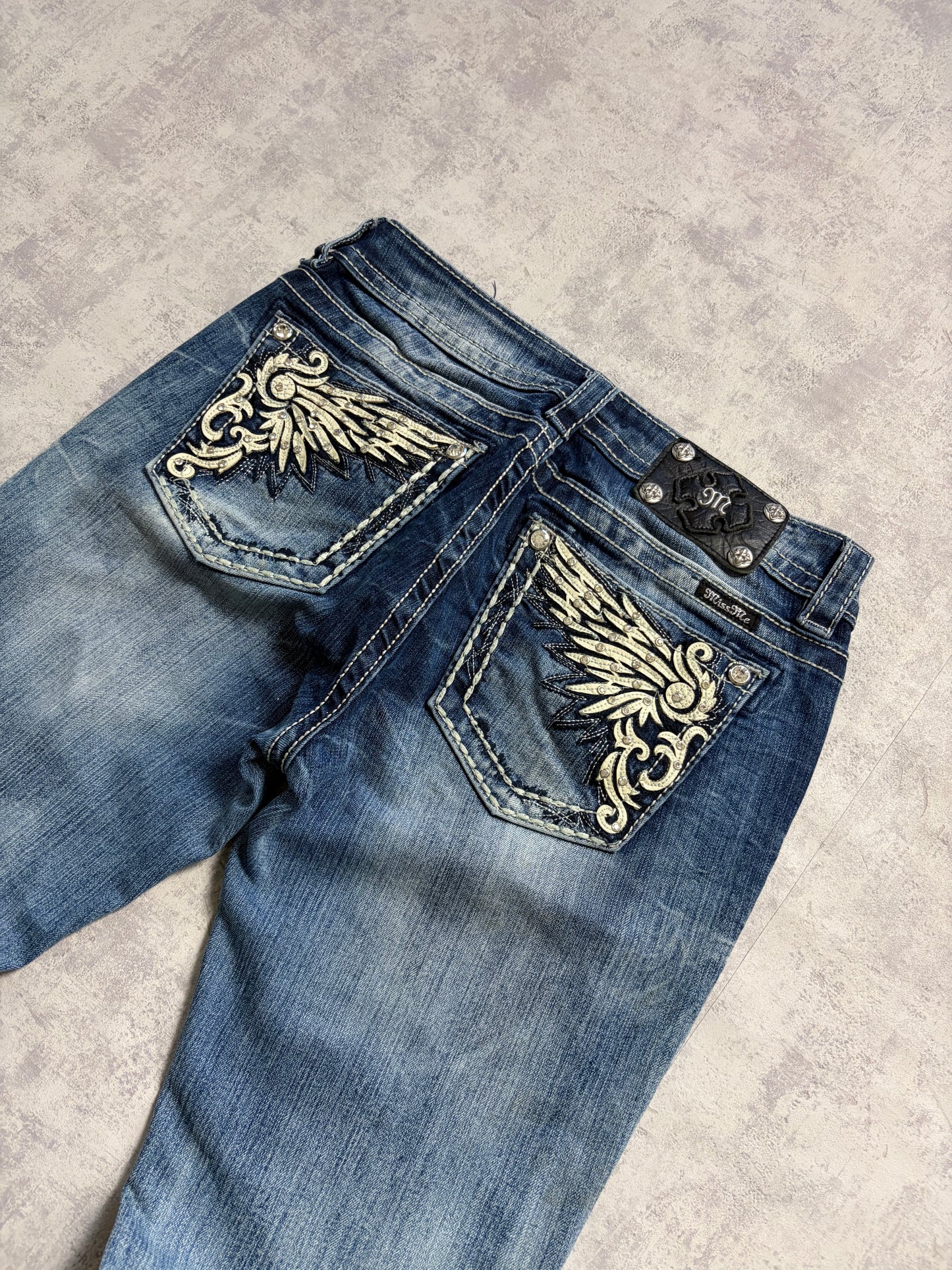 Miss Me Y2K Low Waist Embroidery Bootcut Jeans (S)