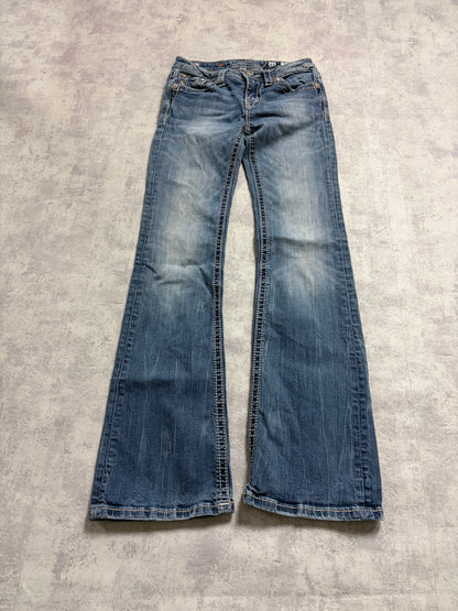 Miss Me Y2K Low Waist Embroidery Bootcut Slim Jeans (XXS)