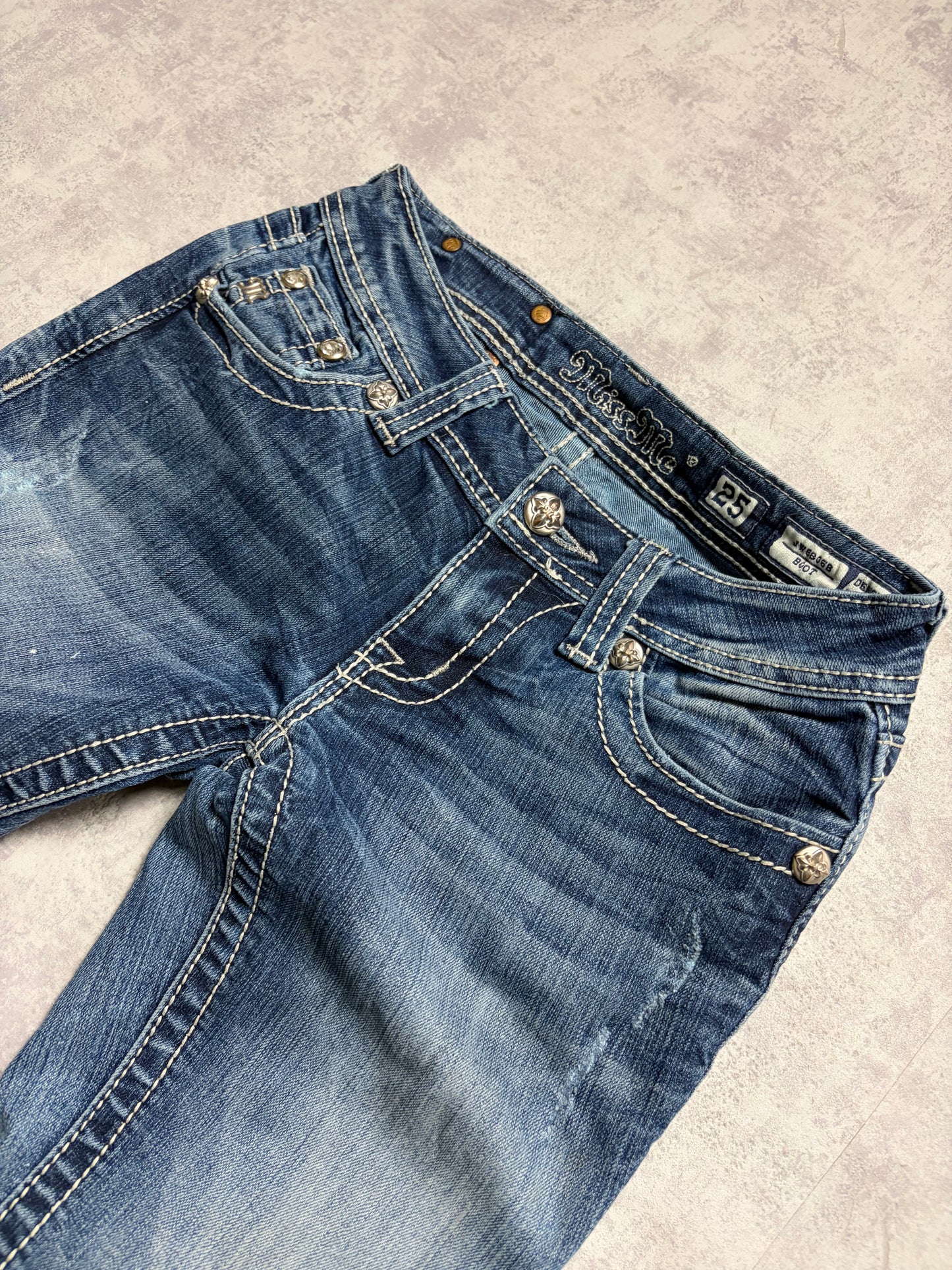 Miss Me Y2K Low Waist Embroidery Bootcut Slim Jeans (S)