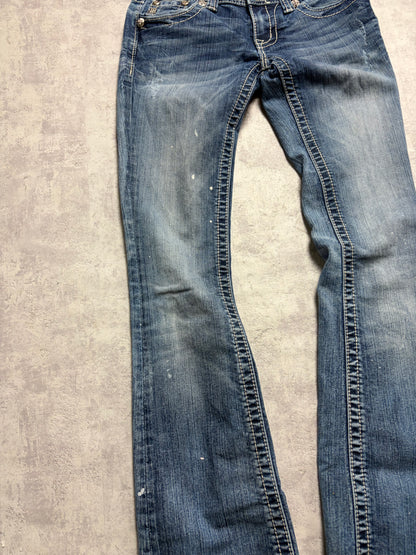 Miss Me Y2K Low Waist Embroidery Bootcut Slim Jeans (S)