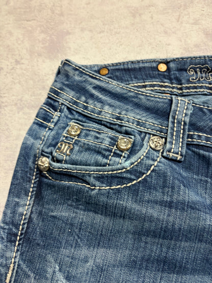 Miss Me Y2K Low Waist Embroidery Bootcut Slim Jeans (S)